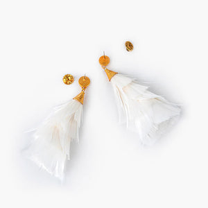 Brackish - Jane Statement Earring - White Goose Feathers