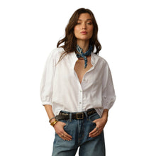 Load image into Gallery viewer, Road to Nowhere - Edith Embroidered Linen Blouse - Provence Stripe

