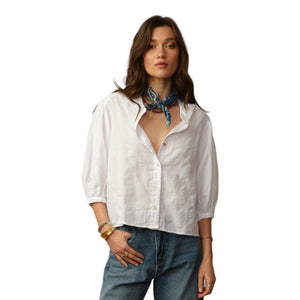 Road to Nowhere - Edith Embroidered Linen Blouse - Provence Stripe