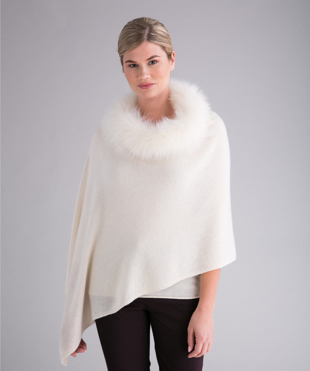 Alashan - 100% Cashmere Luxe Windchill Fox Trim Topper