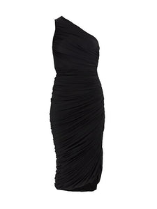 Halston - Reia One Shoulder Ruched Dress - Black