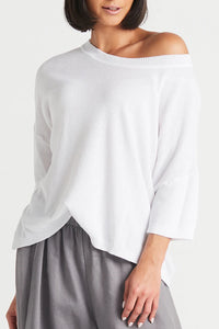 Planet - Pima Cotton Knit Tee Boatneck Sweater - White