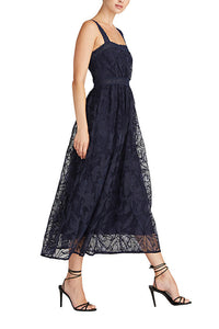 Monique Lhillier - Embroidered Lace Midi Dress - Royal Blue