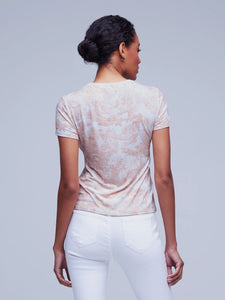 L'Agence - Ressi Short Sleeve Tee Shirt - Rose Tan Multicolor