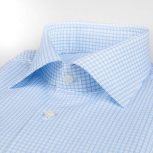 Stenstroms - Checked Twill Shirt - Light Blue & White