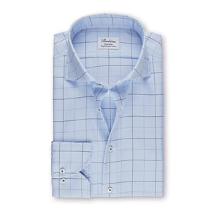Stenstroms - Checked Twill Shirt - Light Blue