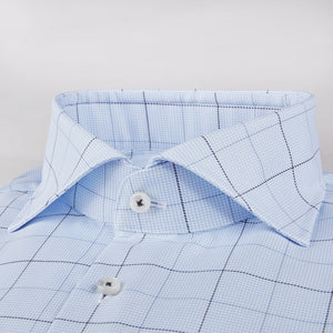 Stenstroms - Checked Twill Shirt - Light Blue