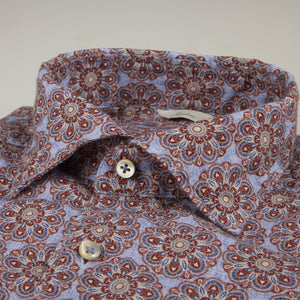 Stenstroms - Casual Patterned Linen Shirt - Red