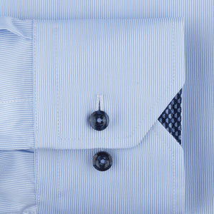 Stenstroms - Pinstriped Contrast Shirt - Light Blue