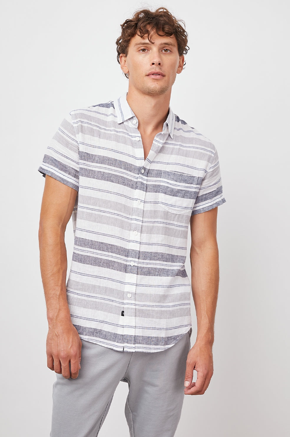 Rails - Carson Shirt - Navy/ Gray Stripe