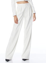 Load image into Gallery viewer, Alice and Olivia - Pompey Vegan Leather High Waisted Pleated Pant - Ecru
