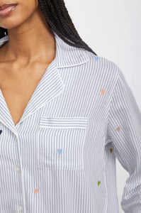 Rails - Clara Pajama Set - Robin Stripe Embroidered Heart