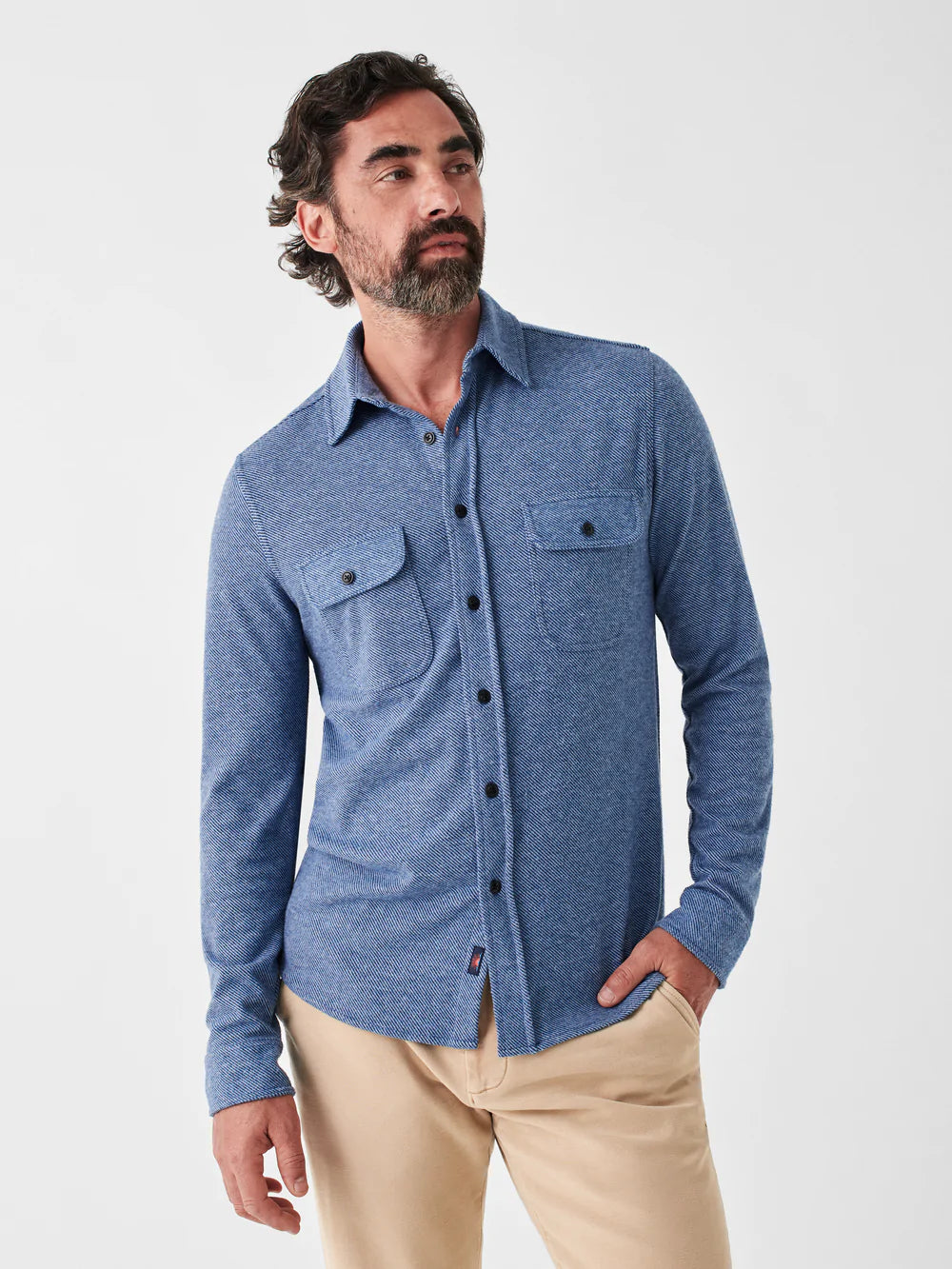 Faherty Legend™ Sweater Shirt: Glacier Blue Twill