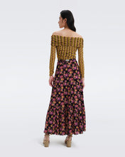 Load image into Gallery viewer, DVF - Austria Reversible Mesh Skirt - Astranti Black &amp; Geo Yellow
