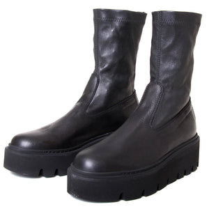 Lofina - Leather Platform Boot - Black