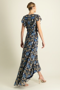 Monique Lhuillier - Short Long Sleeve Gown - Blue Bell Garden