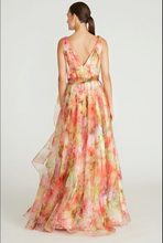 Load image into Gallery viewer, Theia - Faye A-Line Gown - Pink Imprinted Blooms
