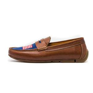 Old Sport Company - Men's Penny Loafer - Navy USA Flag/ Whiskey