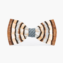Load image into Gallery viewer, Brackish - Blue Chuka Bow Tie - Partidge &amp; Pheasant Feathers
