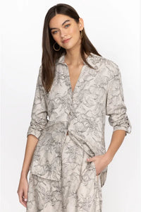 Johnny Was - Etched Floral Relaxed Linen Shirt - Multicolor