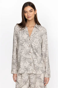 Johnny Was - Etched Floral Relaxed Linen Shirt - Multicolor