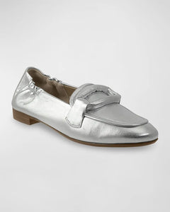 Ron White - Fibi Metallic Leather Flat Loafer - Silver