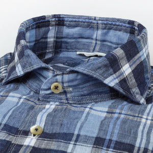Stenströms- Checked Linen Shirt- Blue