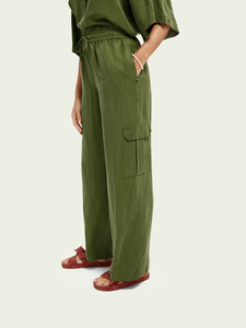 Scotch and Soda- Linen Cargo Pants- Army Green